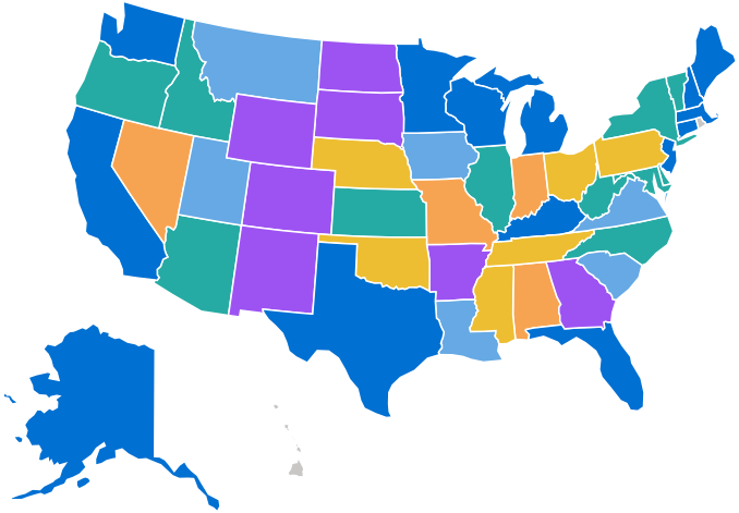 A geo map with decorative colors