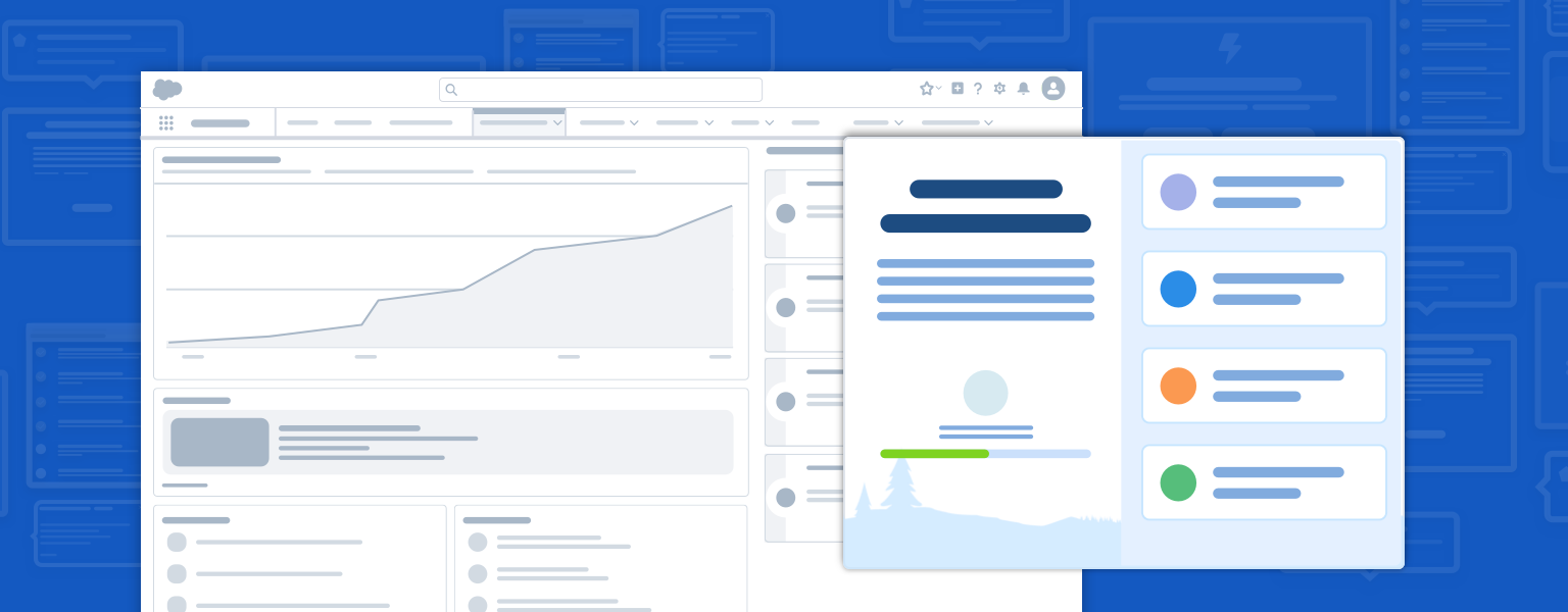 Application wireframe with a welcome mat component featured.